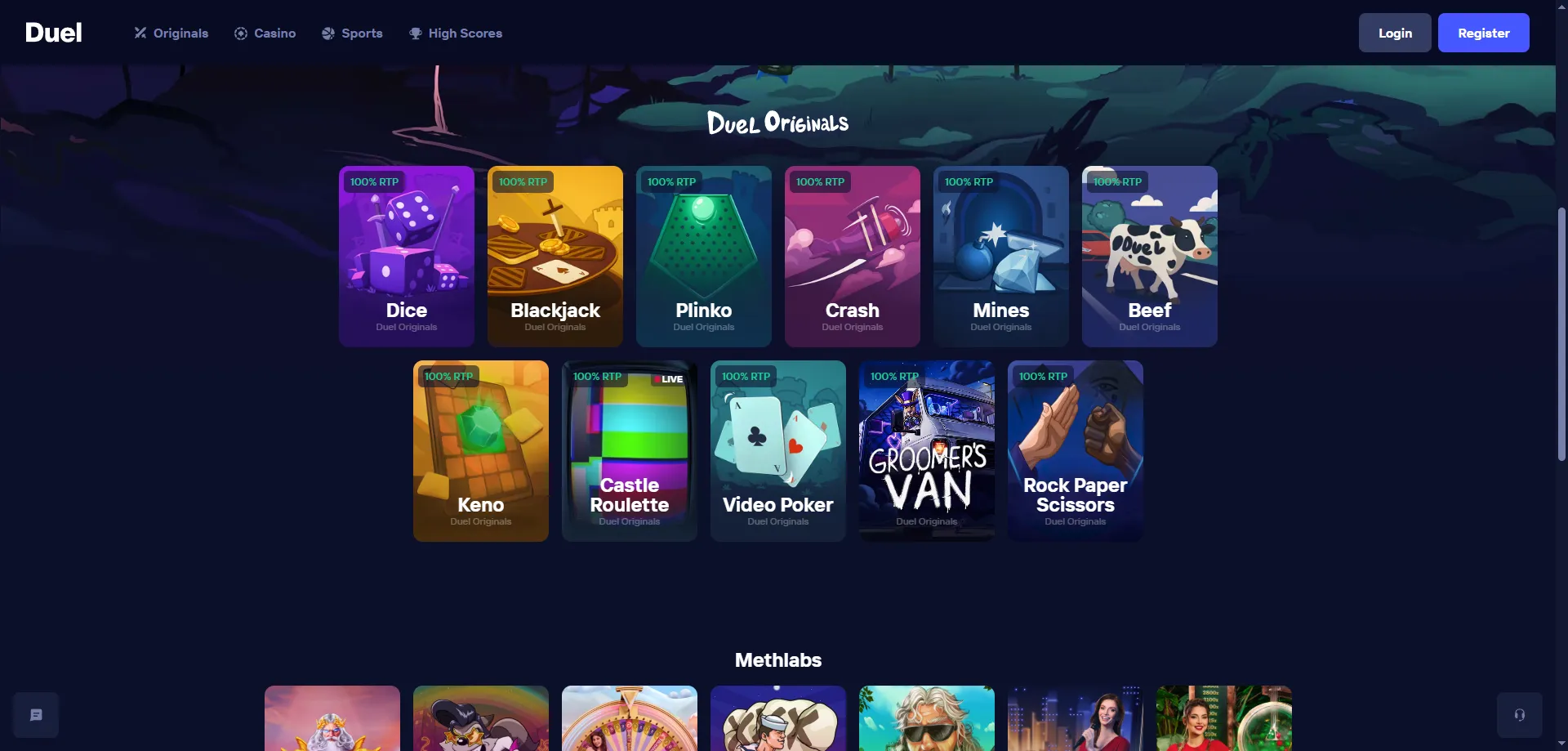 Catálogo de más de 5000 slots y juegos en Duel Casino MX